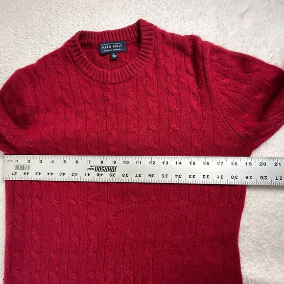 Allen Solly Womens Red Cable Knit Sweater Small 100% 2 Ply Cashmere Crew Neck - Picture 6 of 8